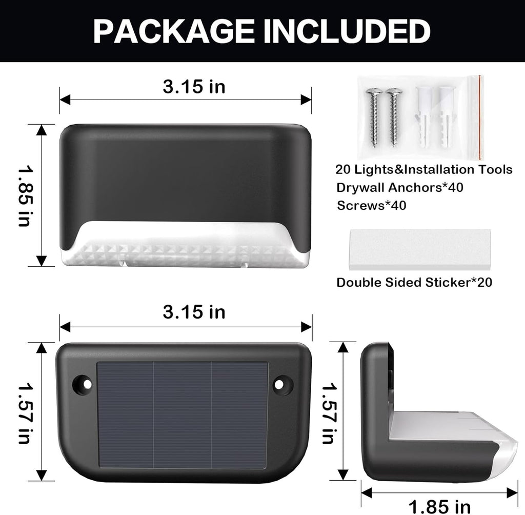 YoYo: 16 & 32 Pack Outdoor 2V Solar Powered RGB & Warm Light Deck/Step/Fence LED Lights - GJB PRODUCTS